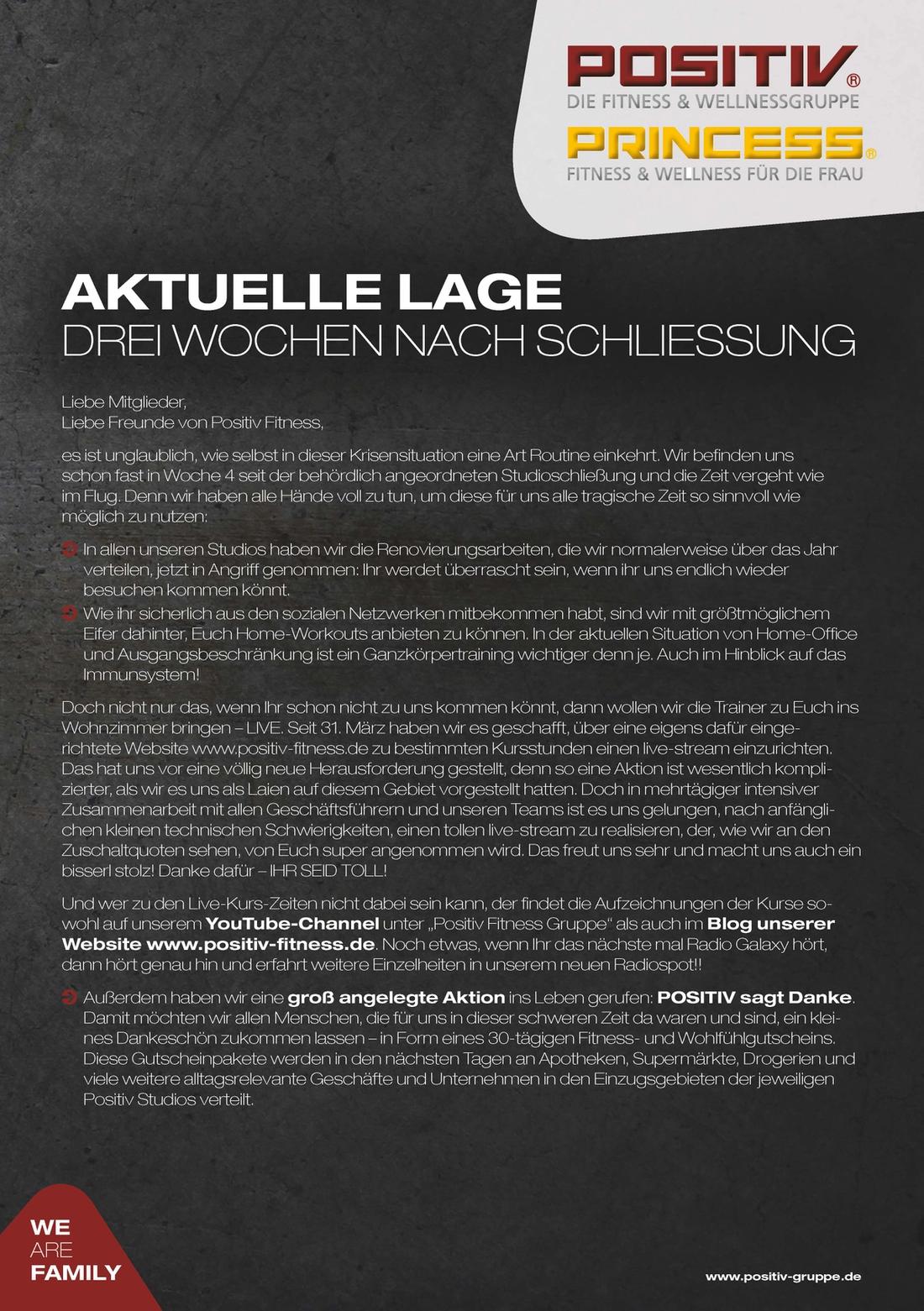 Aktuelle Lage Nach 3 Wochen Schliessung 15x Premium Fitness Wellness Bei Positiv Fitness Fitness Wellness In Ingolstadt Kipfenberg Freystadt Eichstatt Wolnzach Beilngries Abensberg Greding