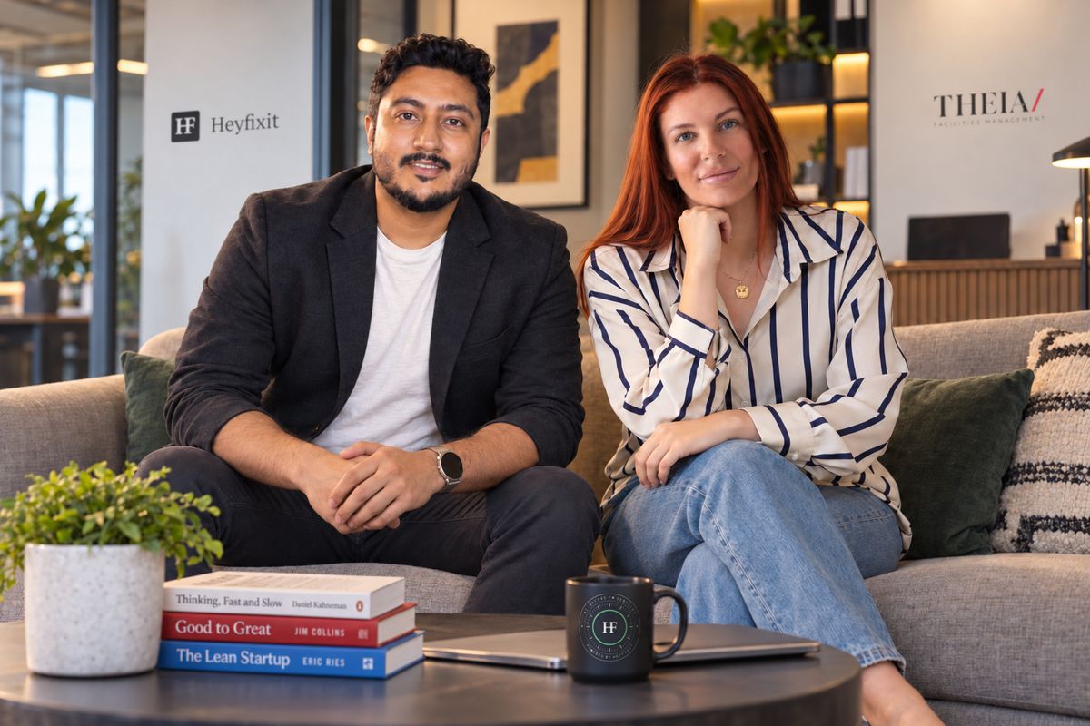 Vishak C. Prakash, founder of Heyfixit, and Christy Smith, founder of Theia FM