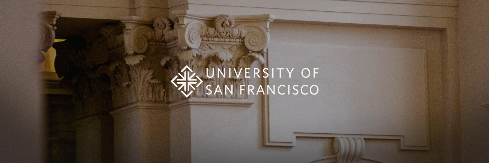 University of San Francisco logo and text over an ornate architectural column.