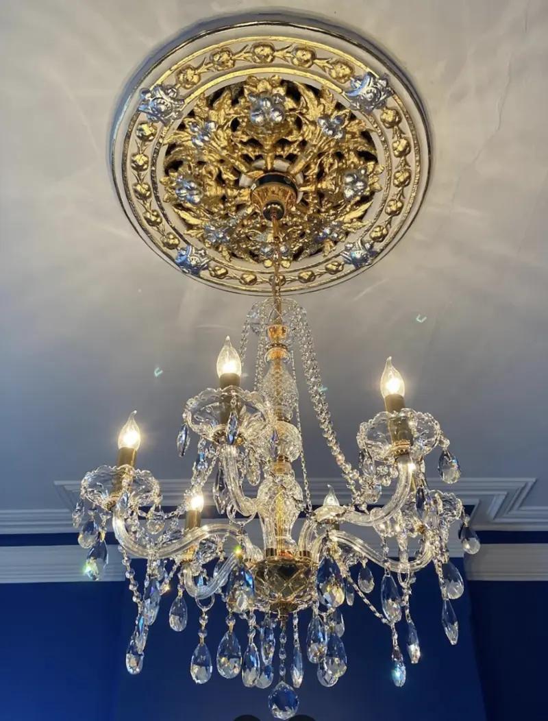 Chandelier on ceiling