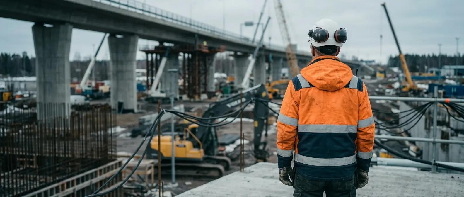 SK Infran asentaja työmaalla