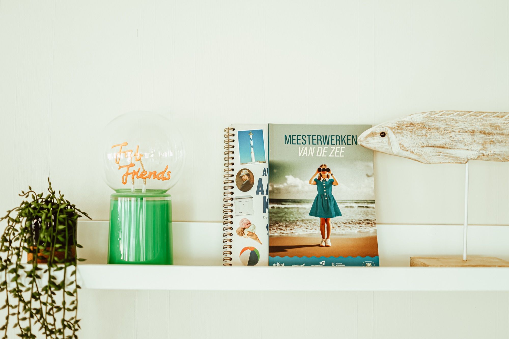 Boeken en decoratie op de wandplank