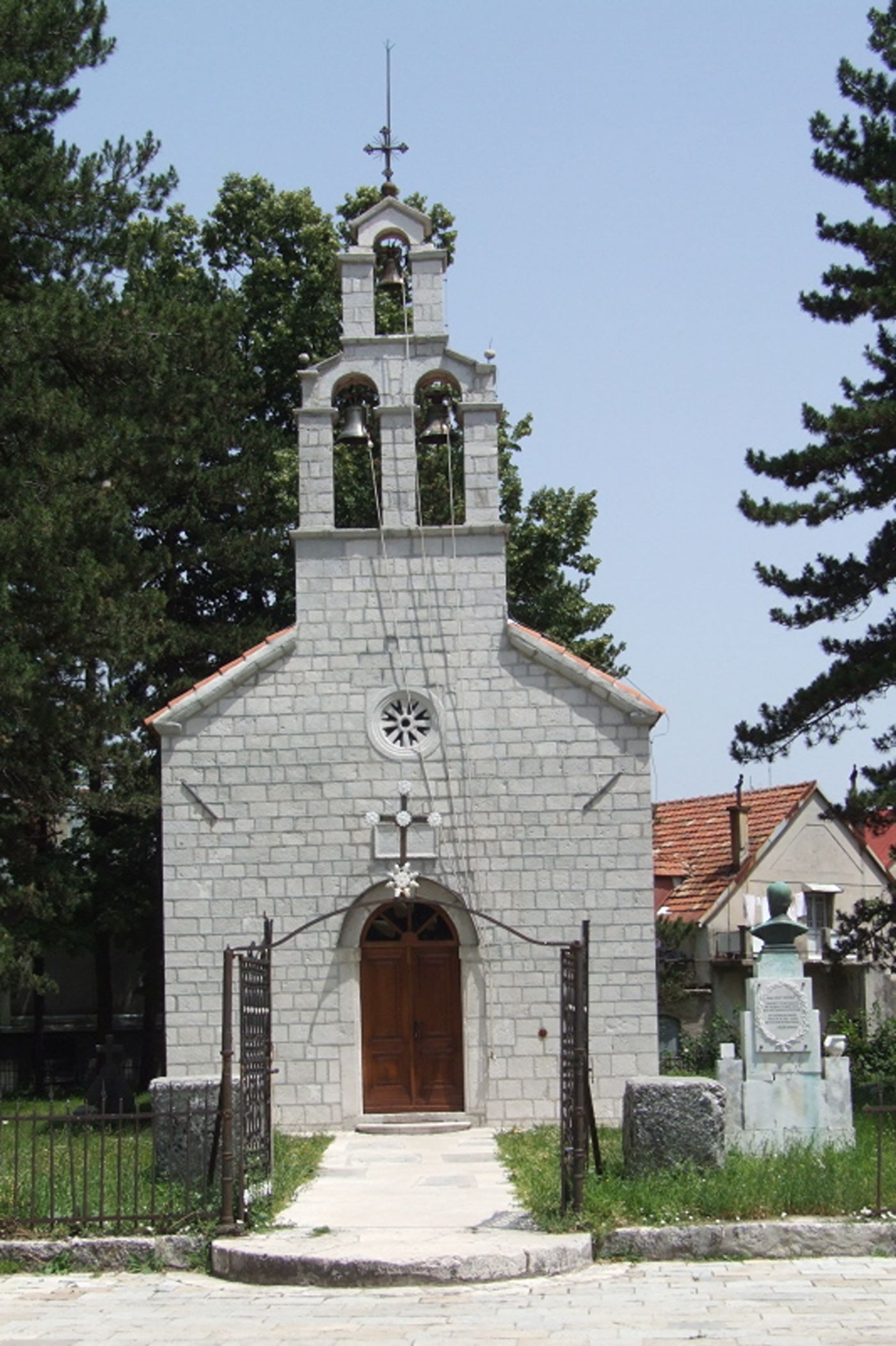 The historic Vlach Church in Cetinje, the city's oldest building, viewed from the front entrance.