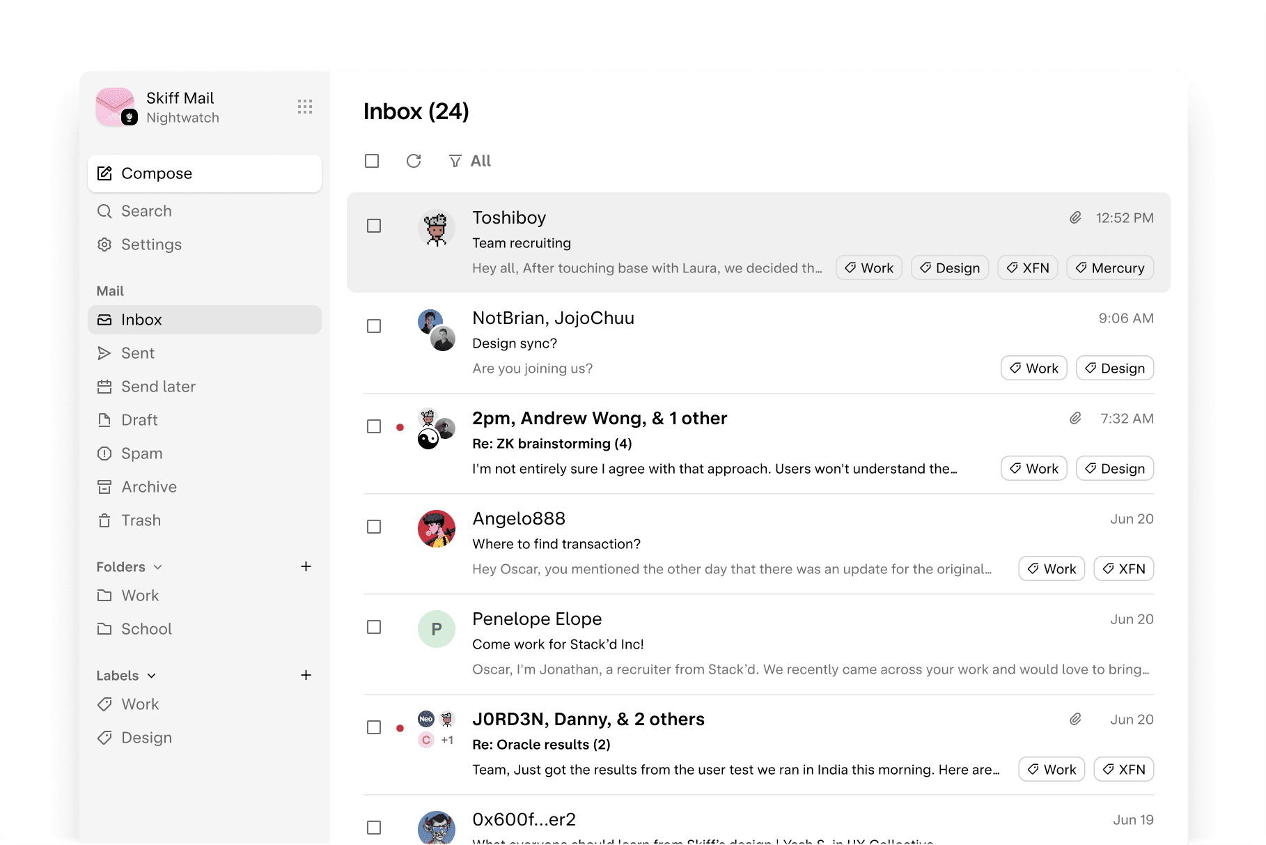 Email inbox with side panel and open email thread
