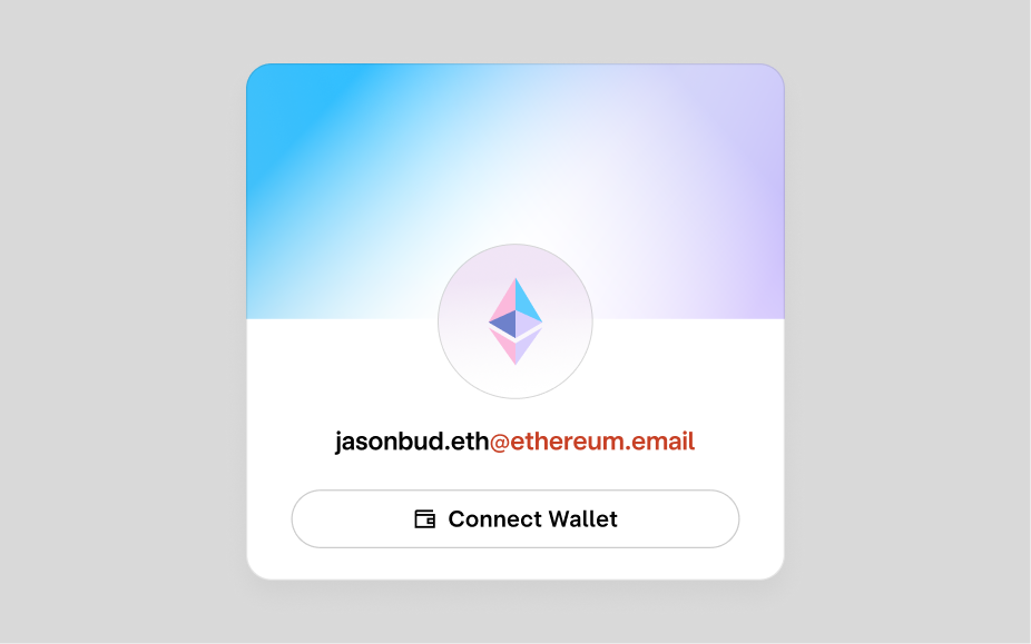 An Ethereum Naming Service name with an @ethereum.email address.