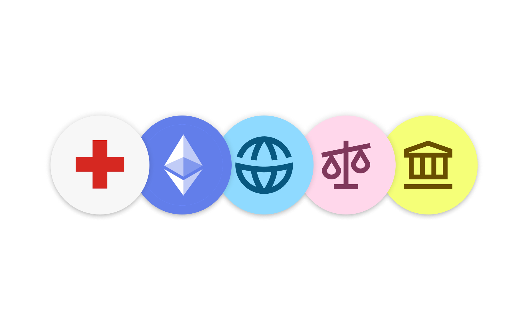 Nonprofit health, cryptocurrency, government, and news logos.