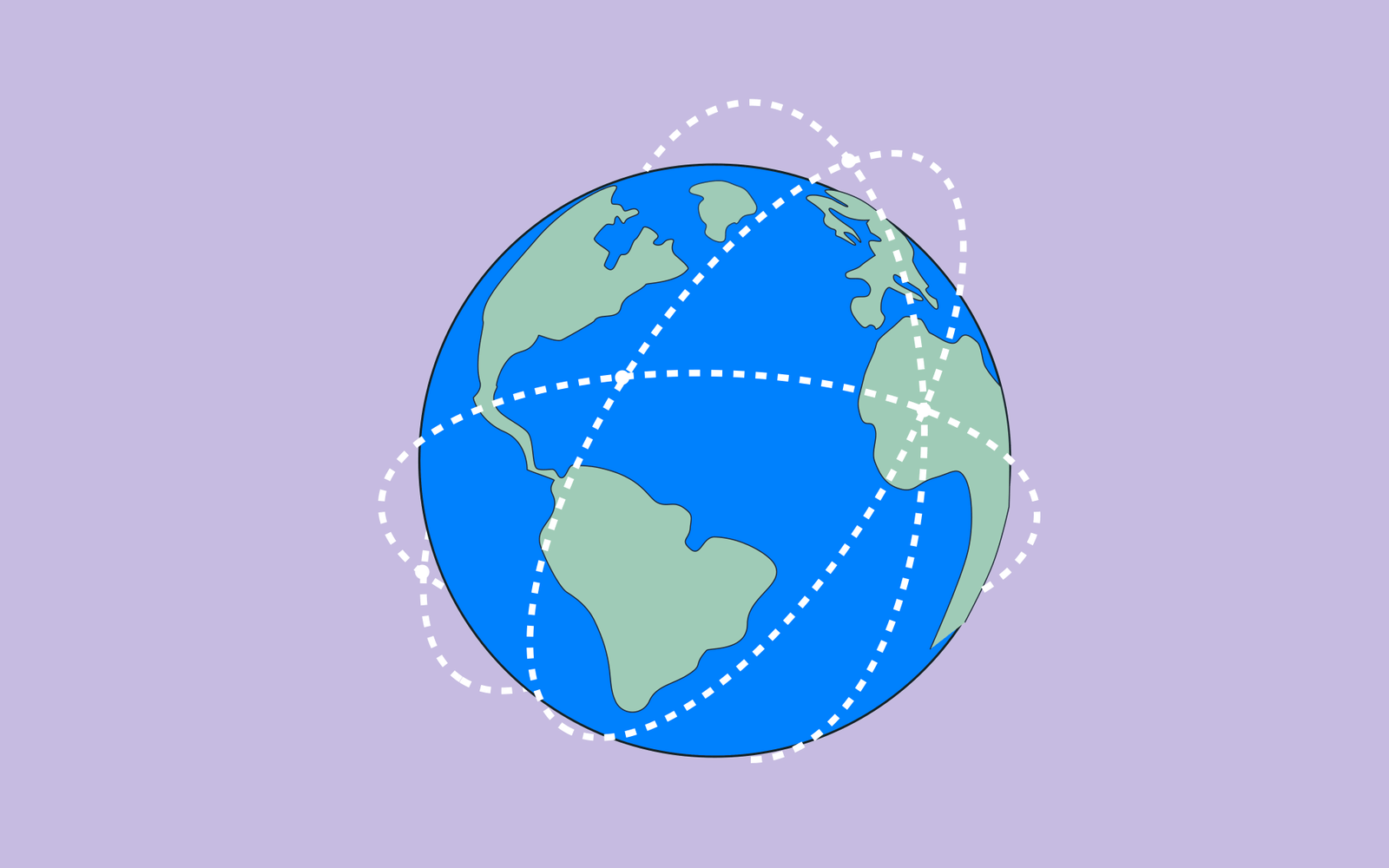 Globe surrounded by connections in the decentralized web.