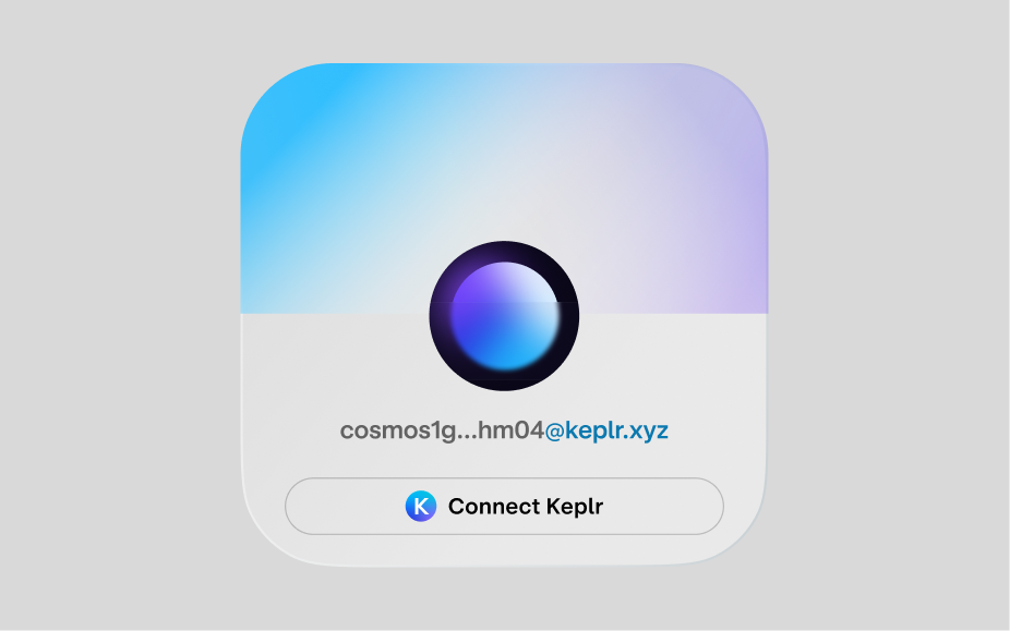 Contact image with a keplr.xyz email address and connect button.