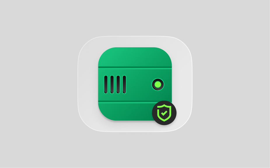 Cloud storage provider icon with a green lock check badge.