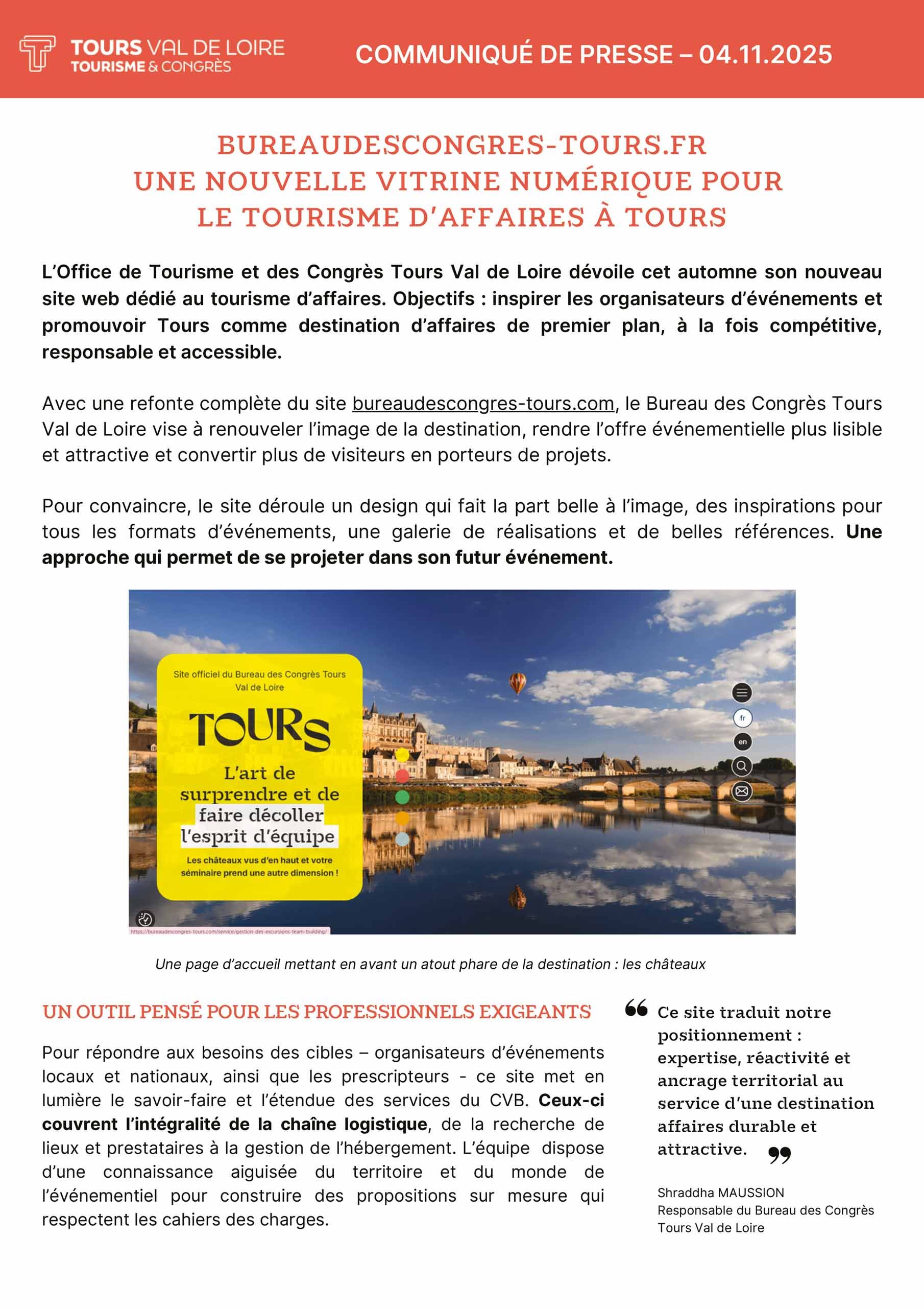 Nouveau site du Bureau des Congrès