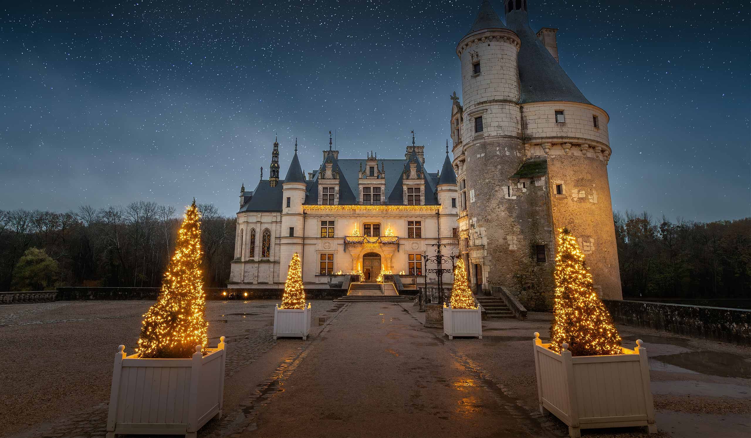 Château de Chenonceau illuminé pour Noël au pays des châteaux