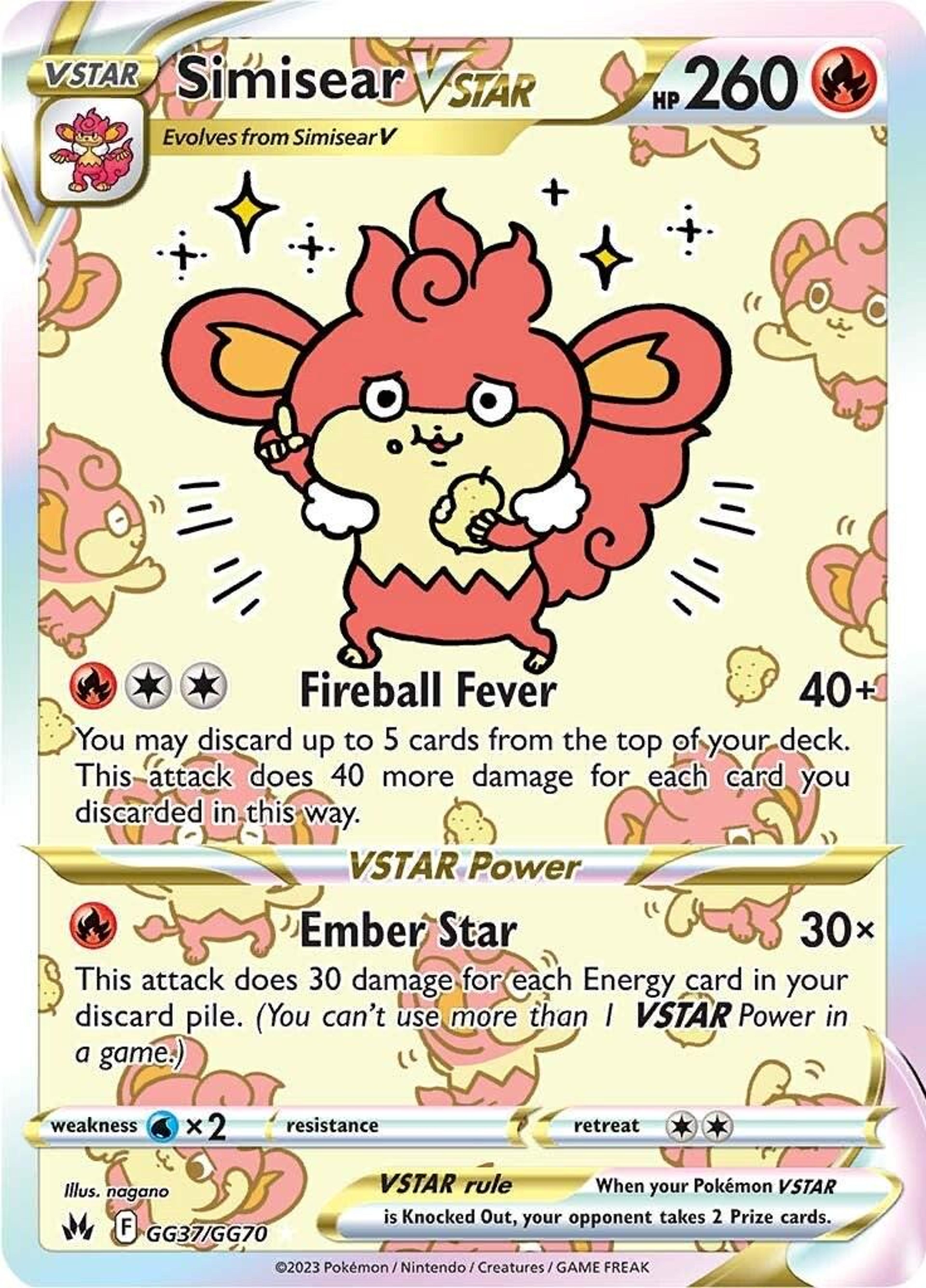 Simisear VSTAR GG37: a cartoon Simisear surrounded by a pattern of tiny identical Simisears on a cream background.