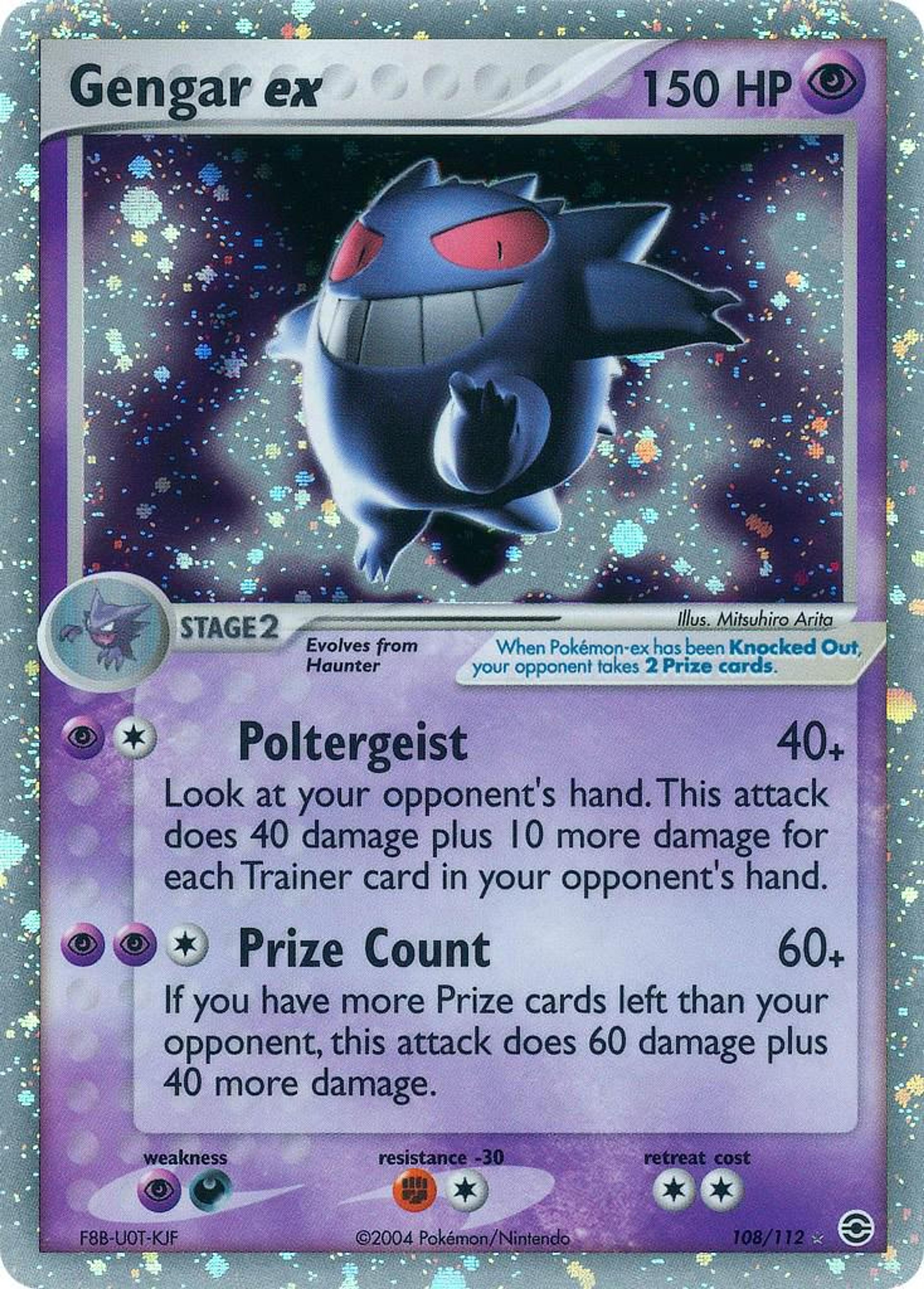 Gengar ex 108/112 illustrated by Mitsuhiro Arita: Gengar floating on a purple starfield, arms spread.