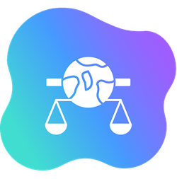 Globe icon with a balance scale