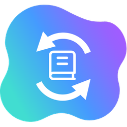 Book and sync-arrows icon representing a secure vault