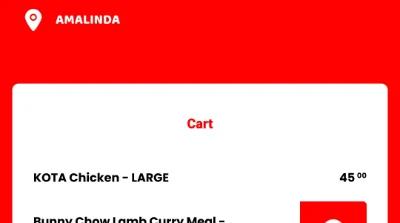 Android app window of cart