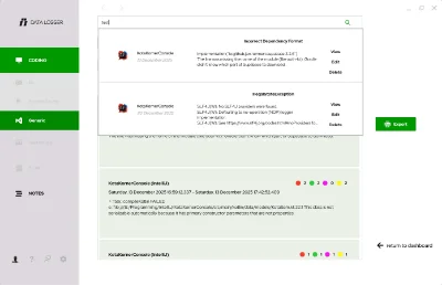 Application window with search bar dropdown