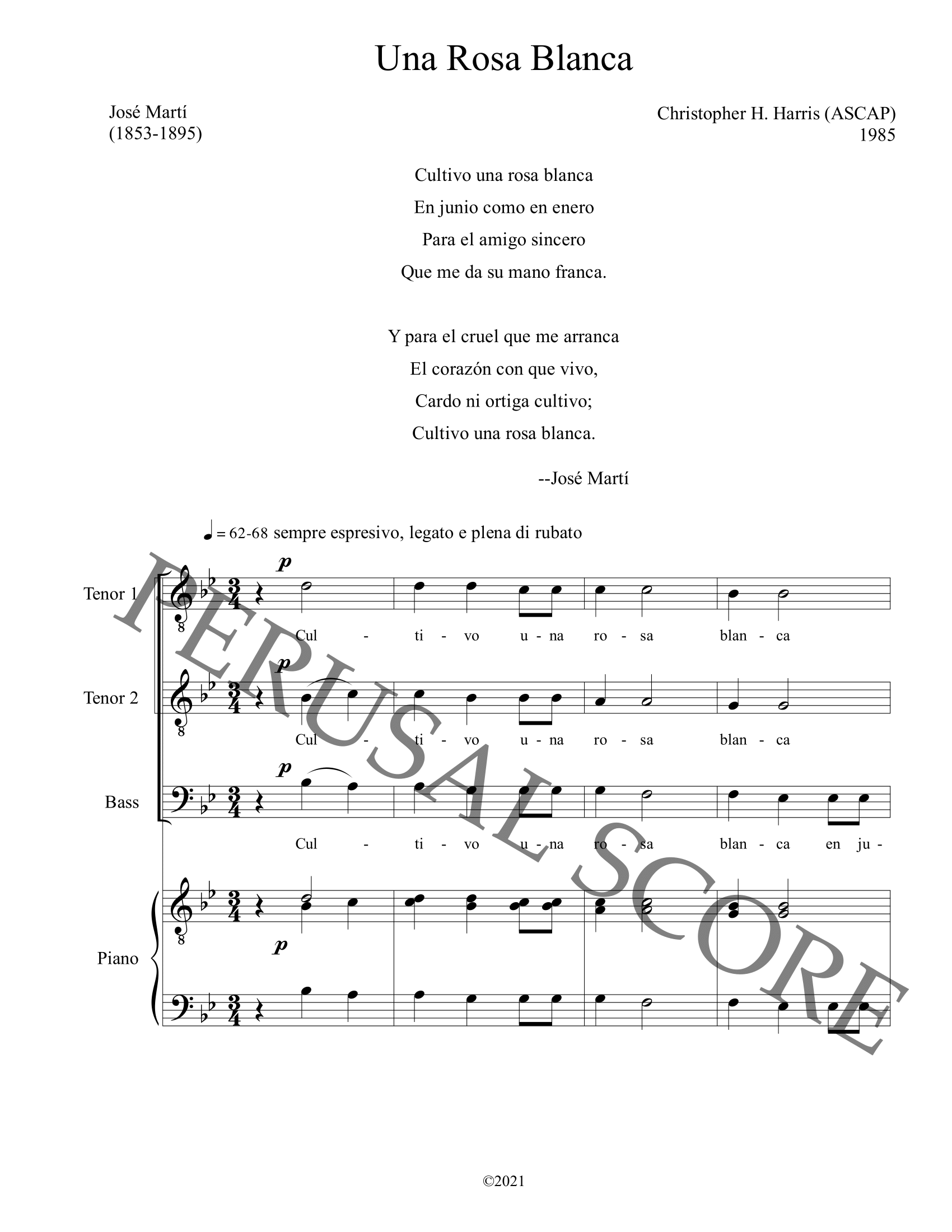 Three Short A Cappella Songs (TTB) Complete Set