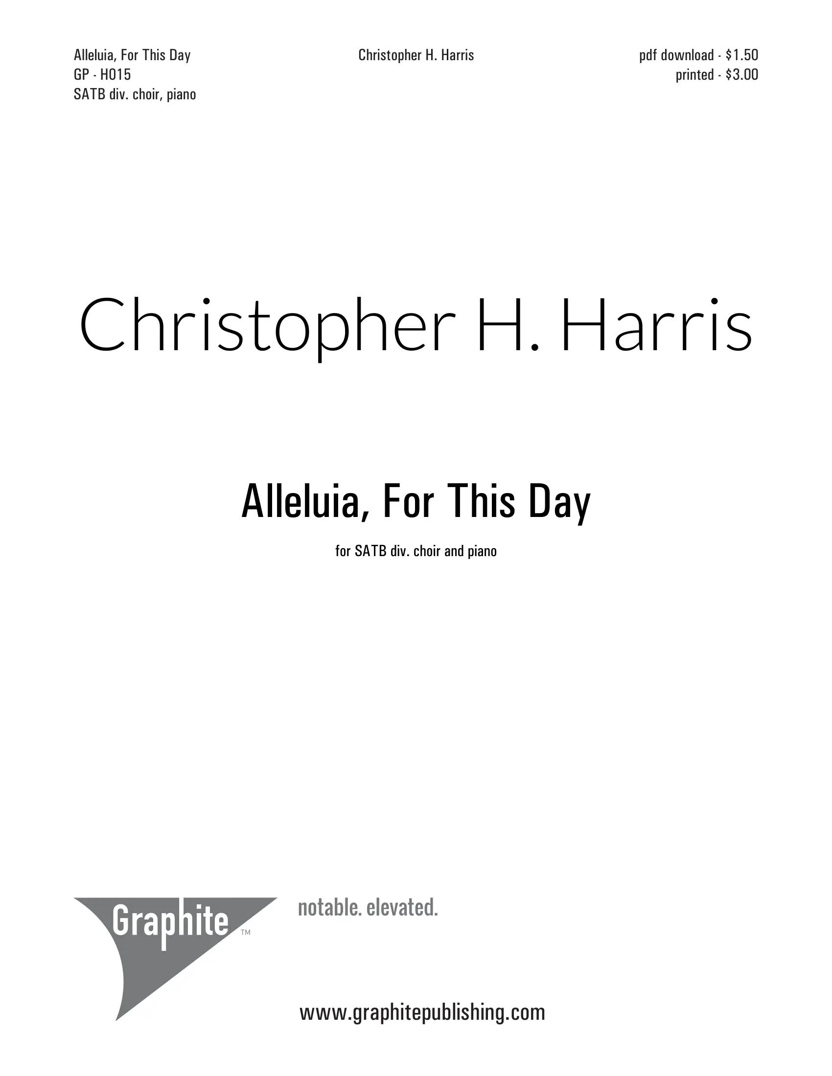Alleluia, For This Day (SATB)
