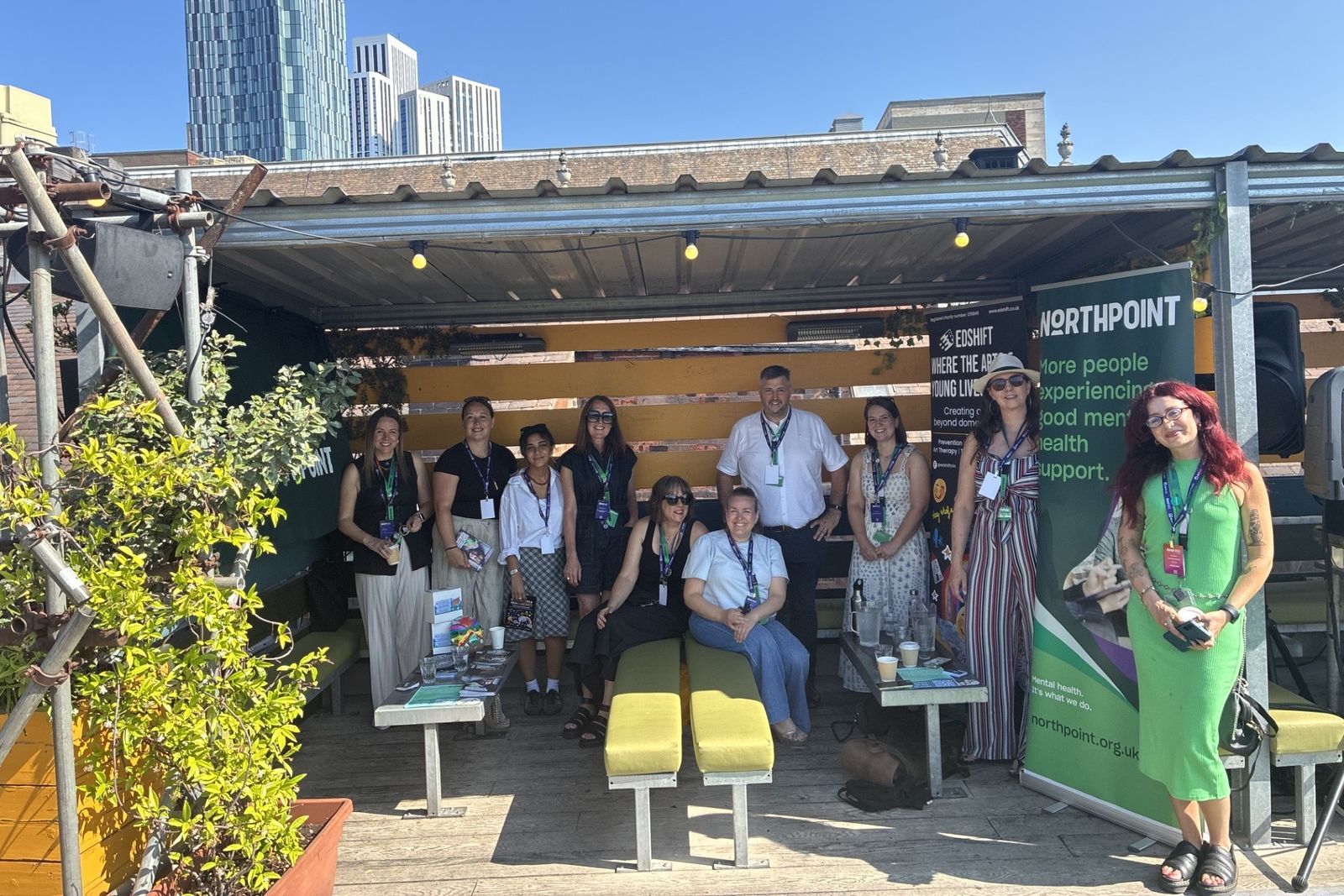 Group photo at an outdoor mental health event