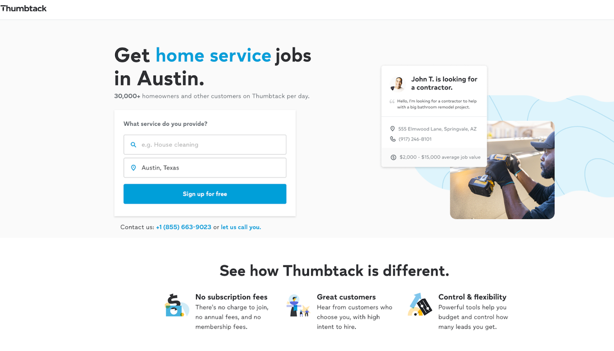 Lead Generation for Contractors - Thumbtack
