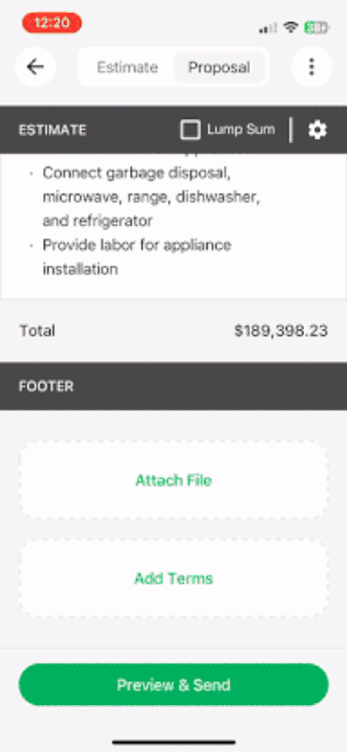 Mobile screen recording for attaching photos, videos, and documents to your proposals.