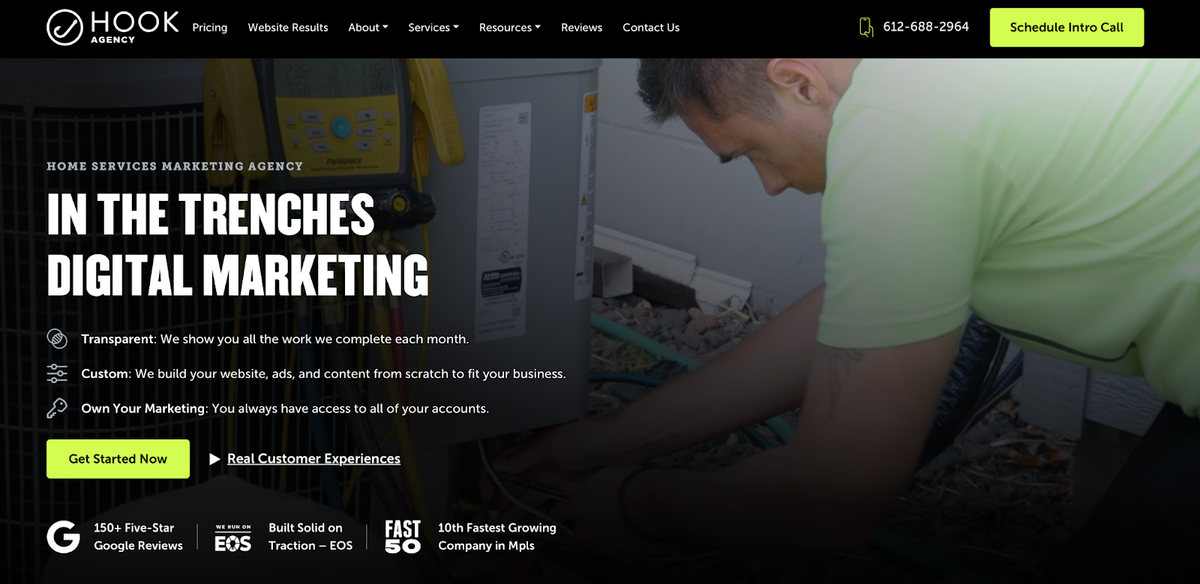 hook agency for marketing services for construction contractors