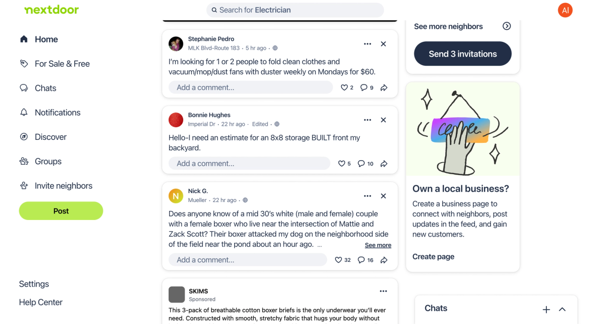 Contractors and Handymen can use Nextdoor to promote their business and generate new leads