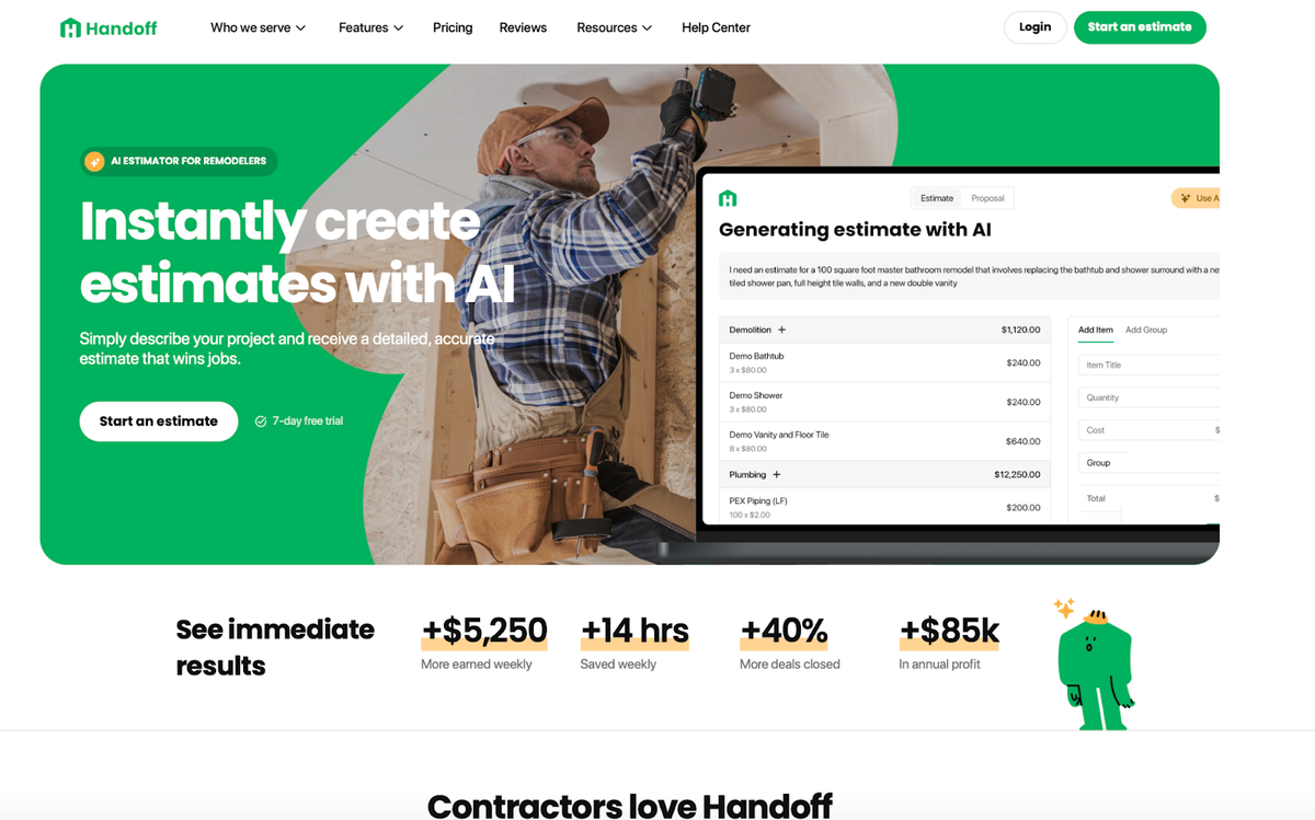 Handoff AI for construction estimates