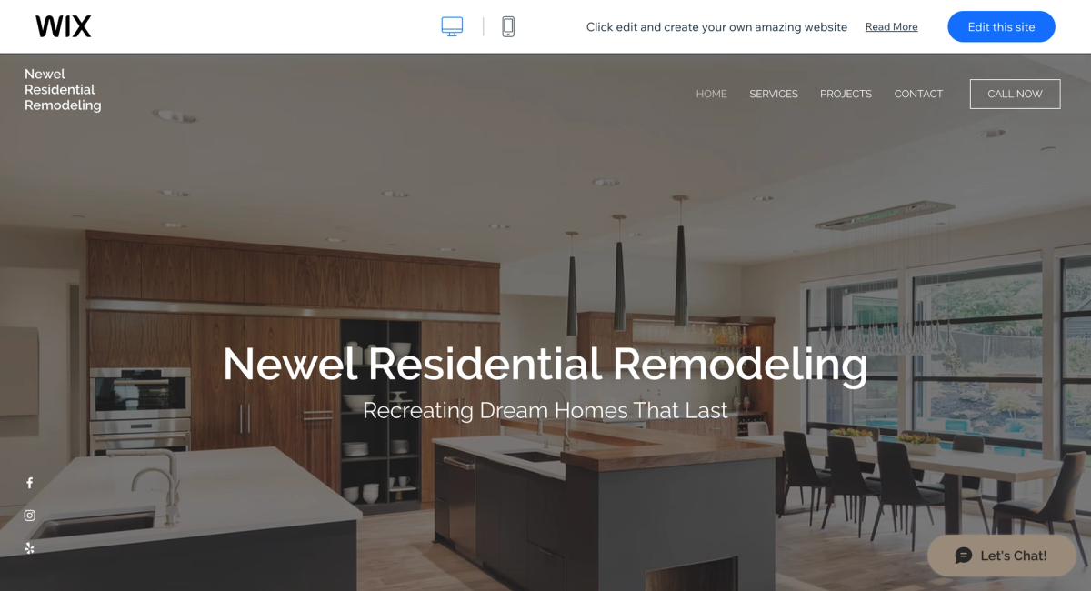 Construction company template on Wix website CMS