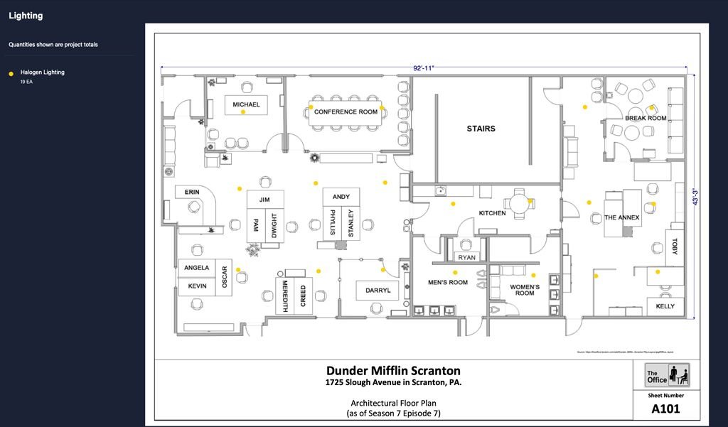 the office blueprint - lighting