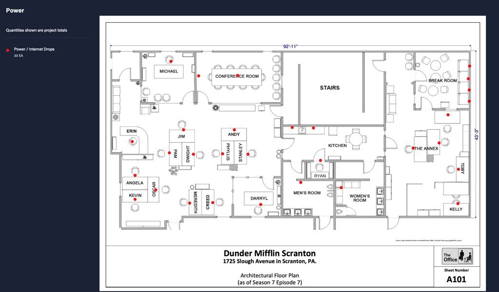 the office blueprint - power and internet