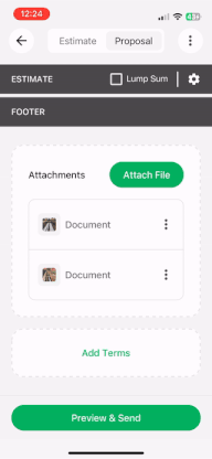 Screen recording for adding and saving your terms and conditions to each proposal.