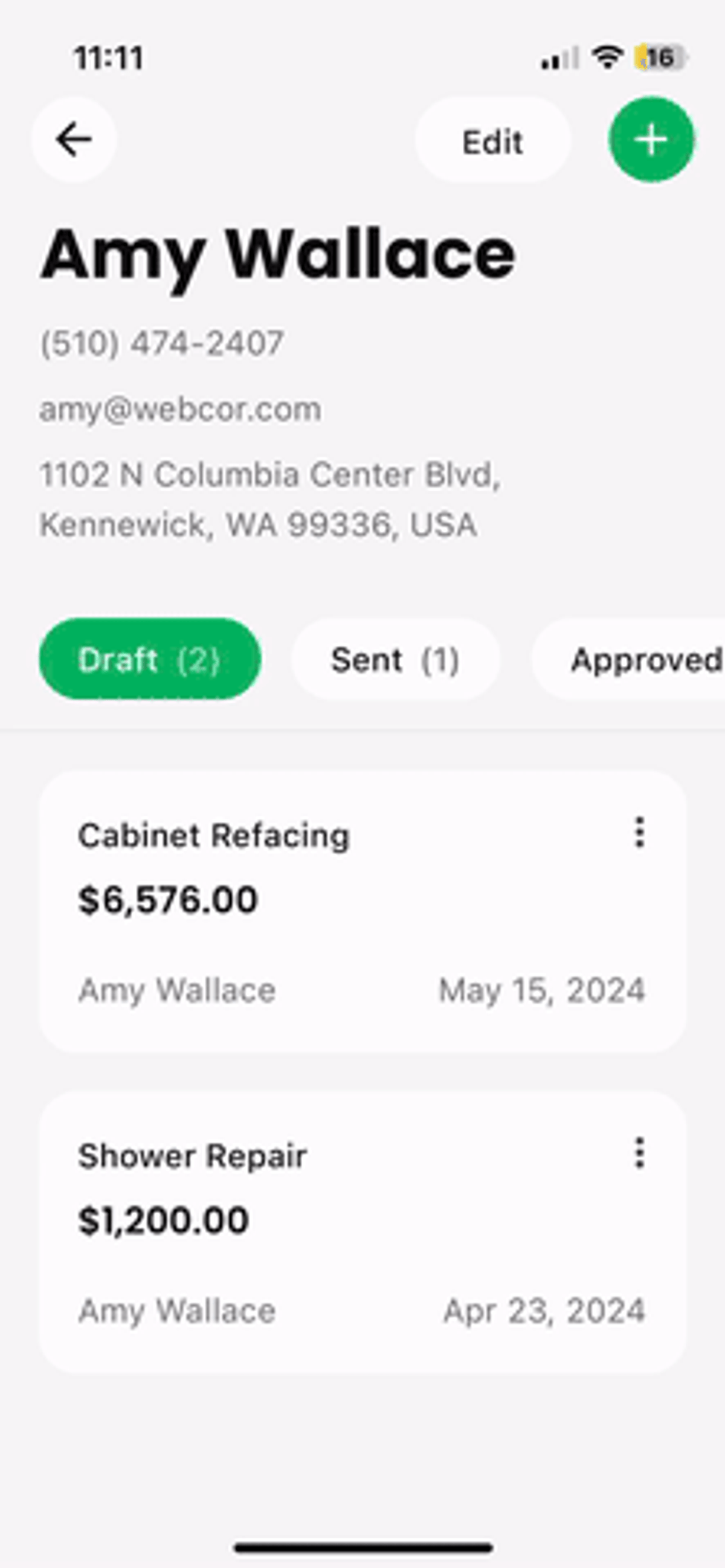 Screen recording for Editing a Client's Contact Info