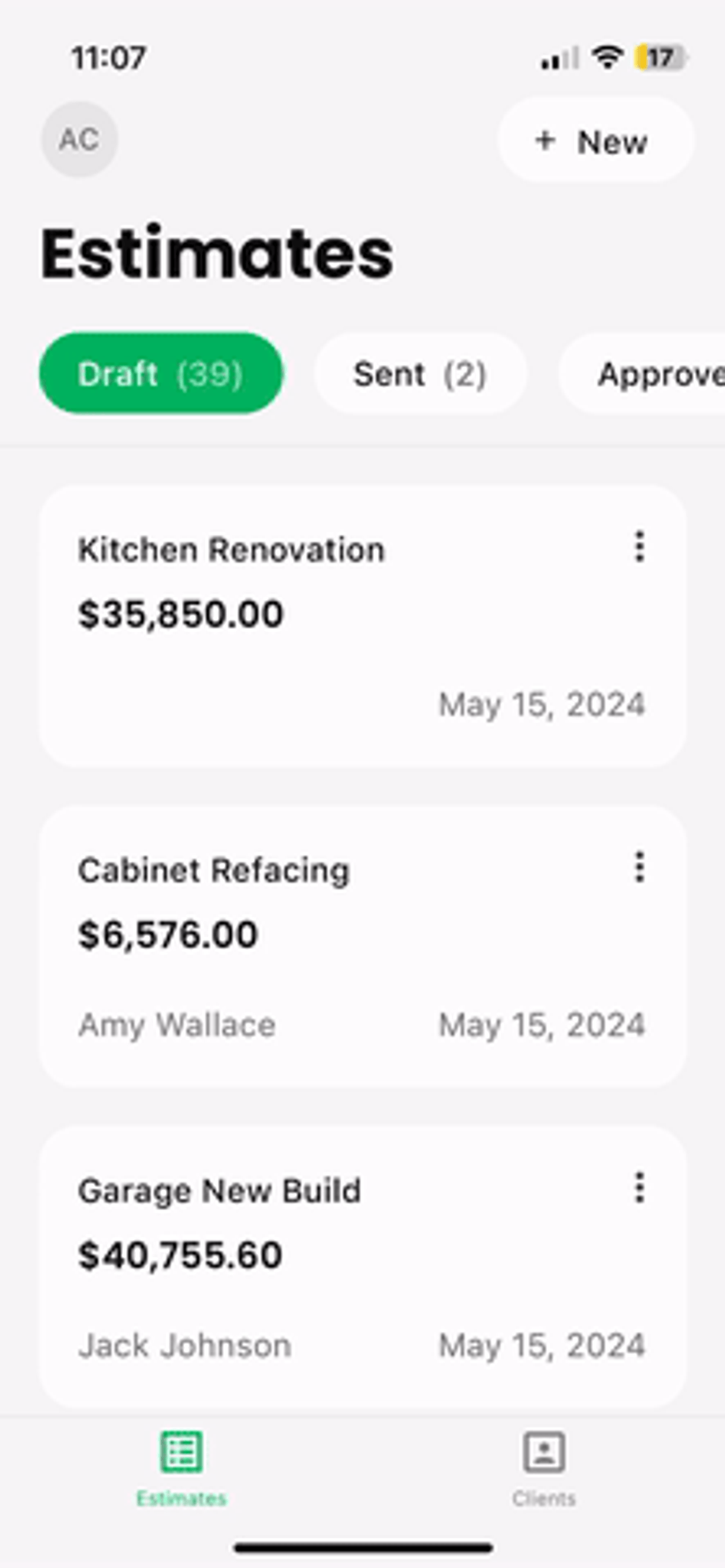 Screen recording for finding your Clients in the Navigation Bar