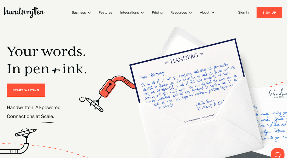 handwrytten is an ai-powered software for sending handwritten notes to clients at ease