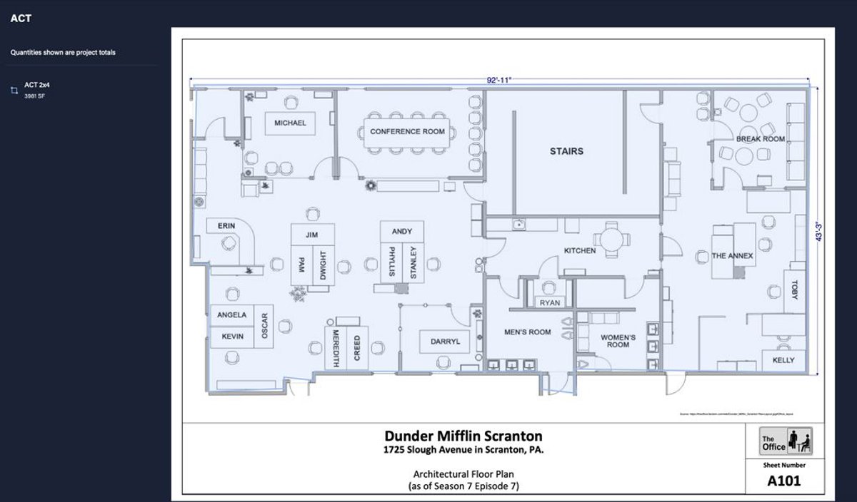 the office blueprint - acoustic ceiling