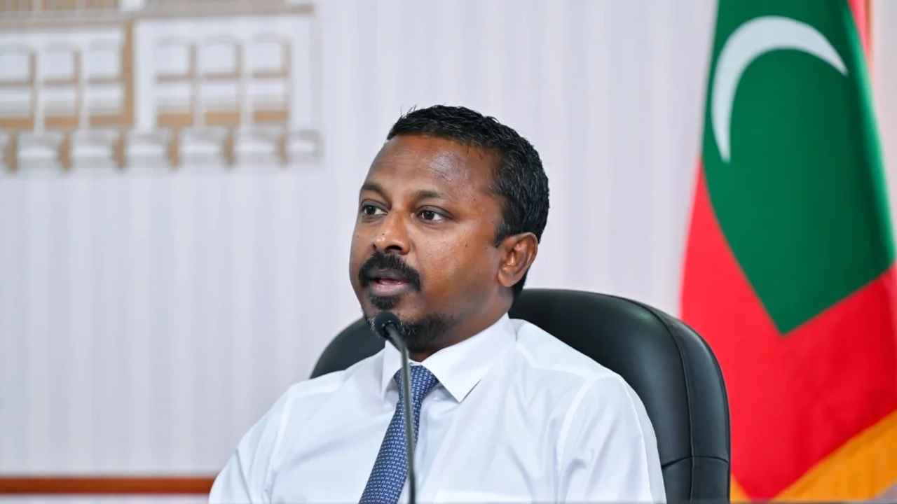 Attorney General Ahmed Usham at a Press Conference
