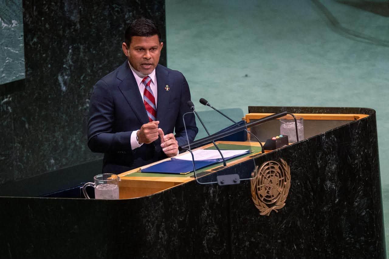 Maldives Vice President His Excellency Hussain Mohamed Latheef speaking at the UNGA