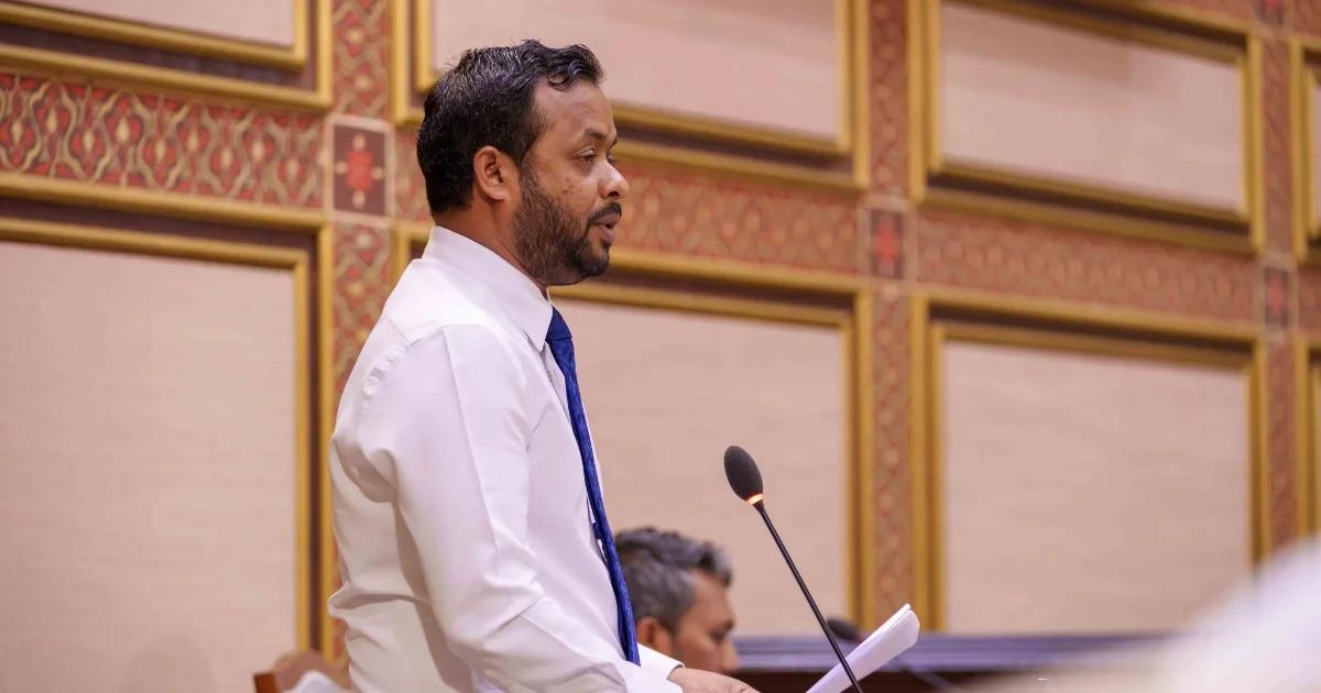 Housing Minister Dr Abdulla Muththalib speaking in the People's Majlis chamber