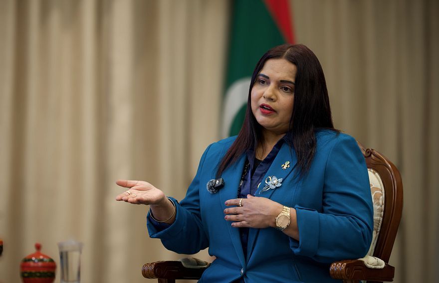 Minister of Foreign Affairs Iruthisham Adam giving an interview to Mihaaru