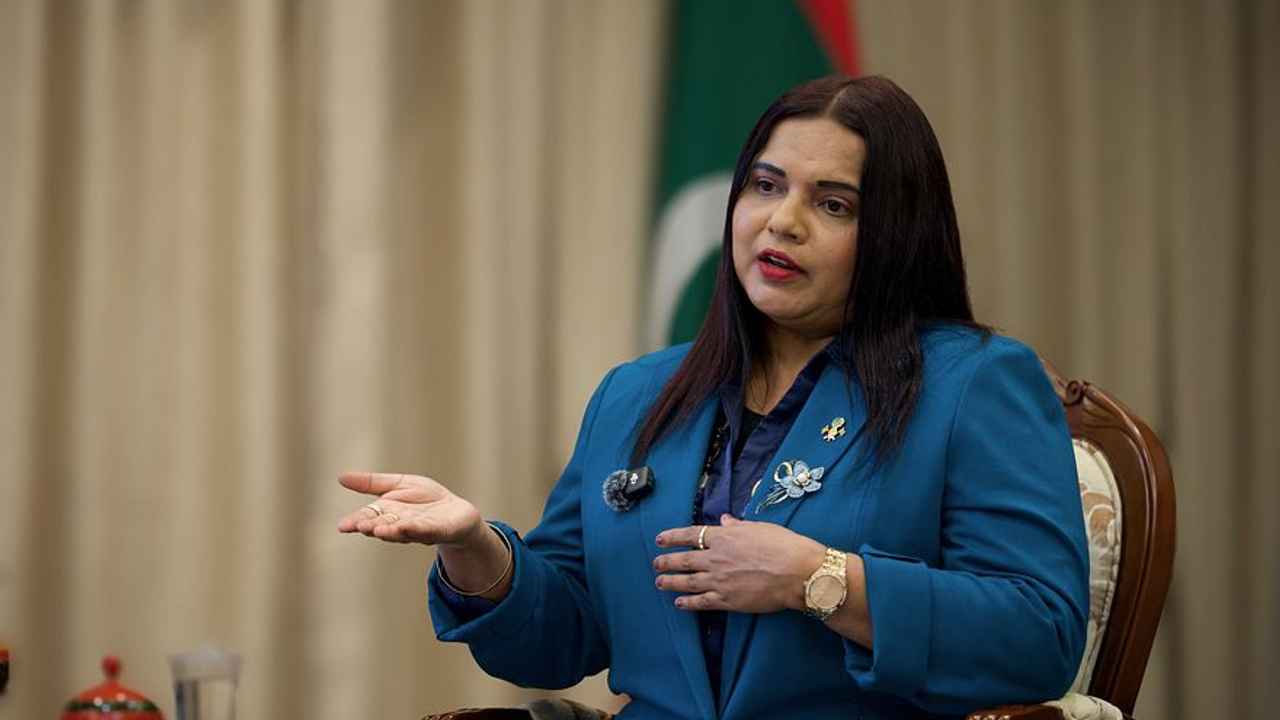 Minister of Foreign Affairs Iruthisham Adam giving an interview to Mihaaru
