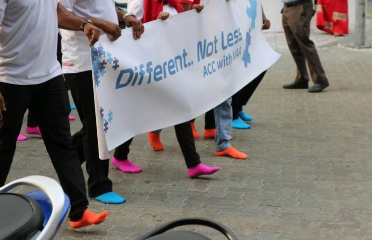 Participants in a World Autism Day demonstration in Malé