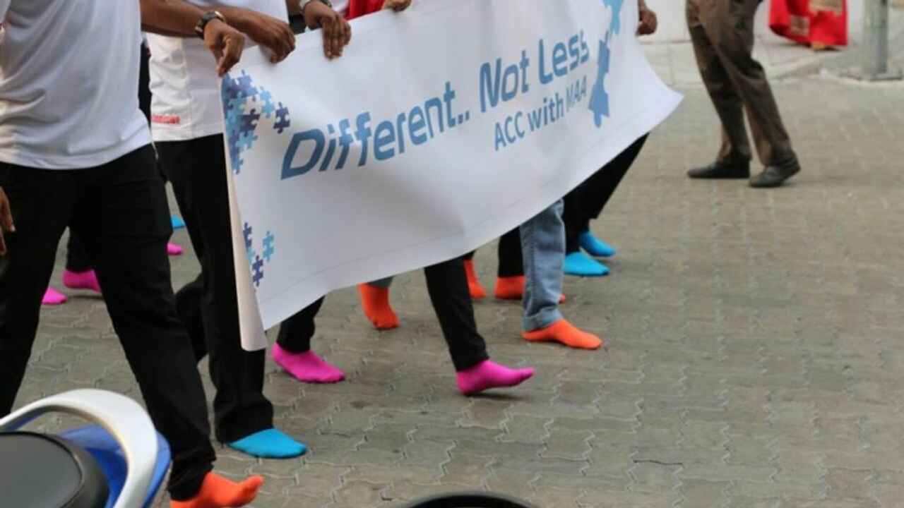 Participants in a World Autism Day demonstration in Malé