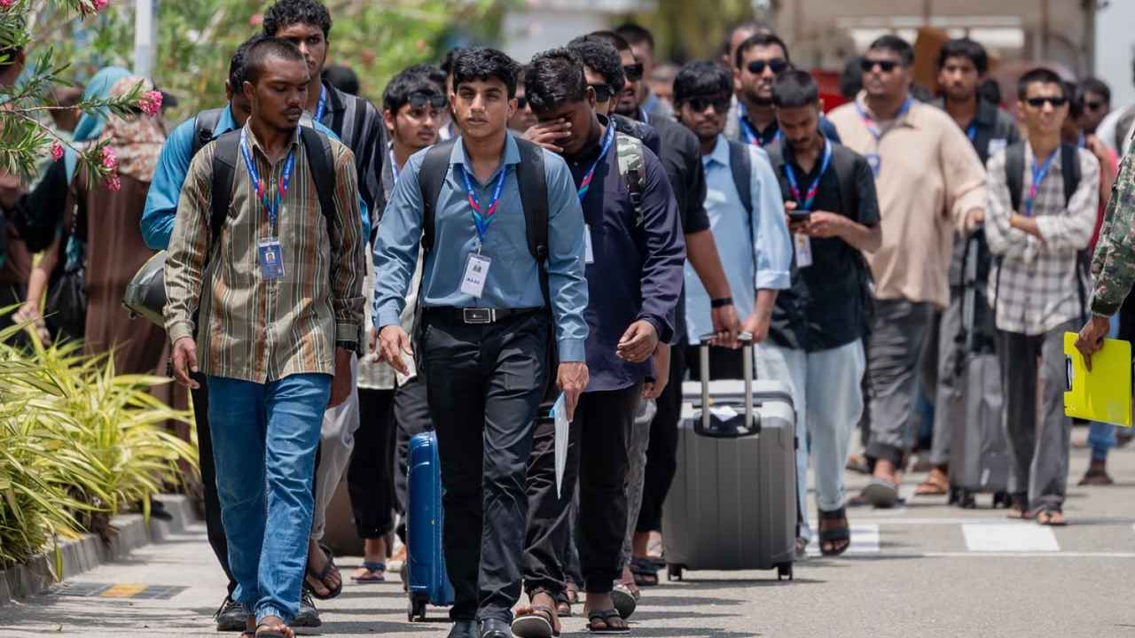Participants of the National Service Training Programme departing for training camp.