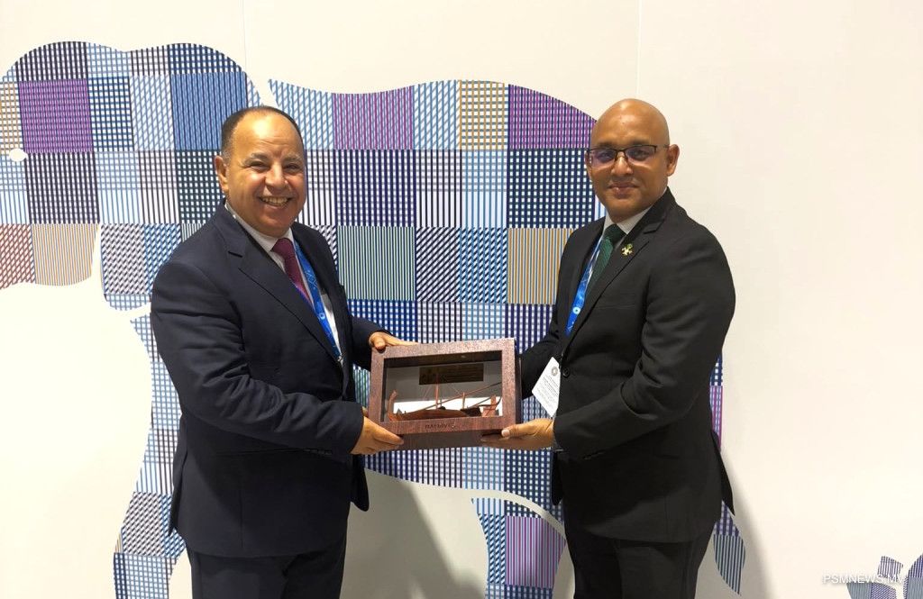 Minister of Finance and Public Enterprises, Hassan Zareer meets with IMF’s Executive Director Dr Mohamed Maait on the sidelines of ongoing IMF Annual Meetings in Bangkok