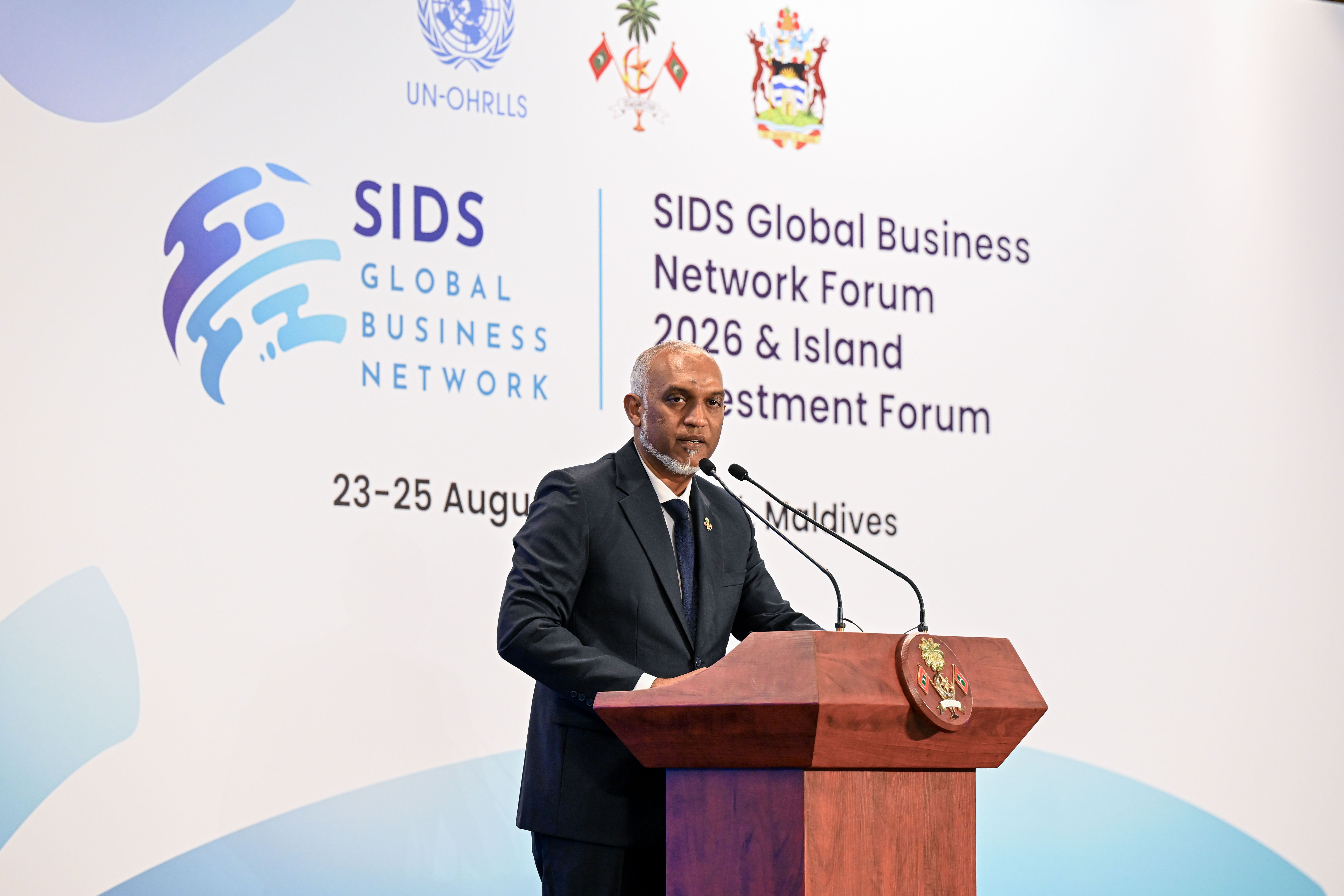 HEP Muizzu speaking at the SIDS Global Business Network Forum 2026