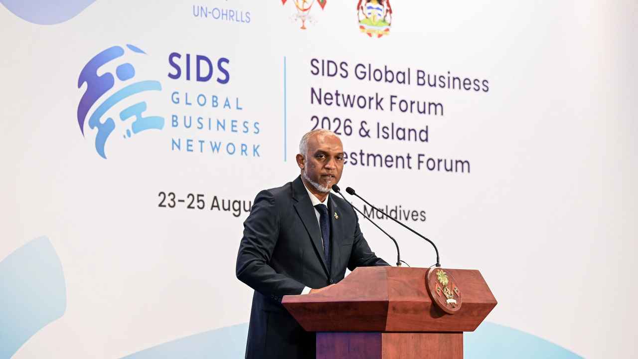 HEP Muizzu speaking at the SIDS Global Business Network Forum 2026