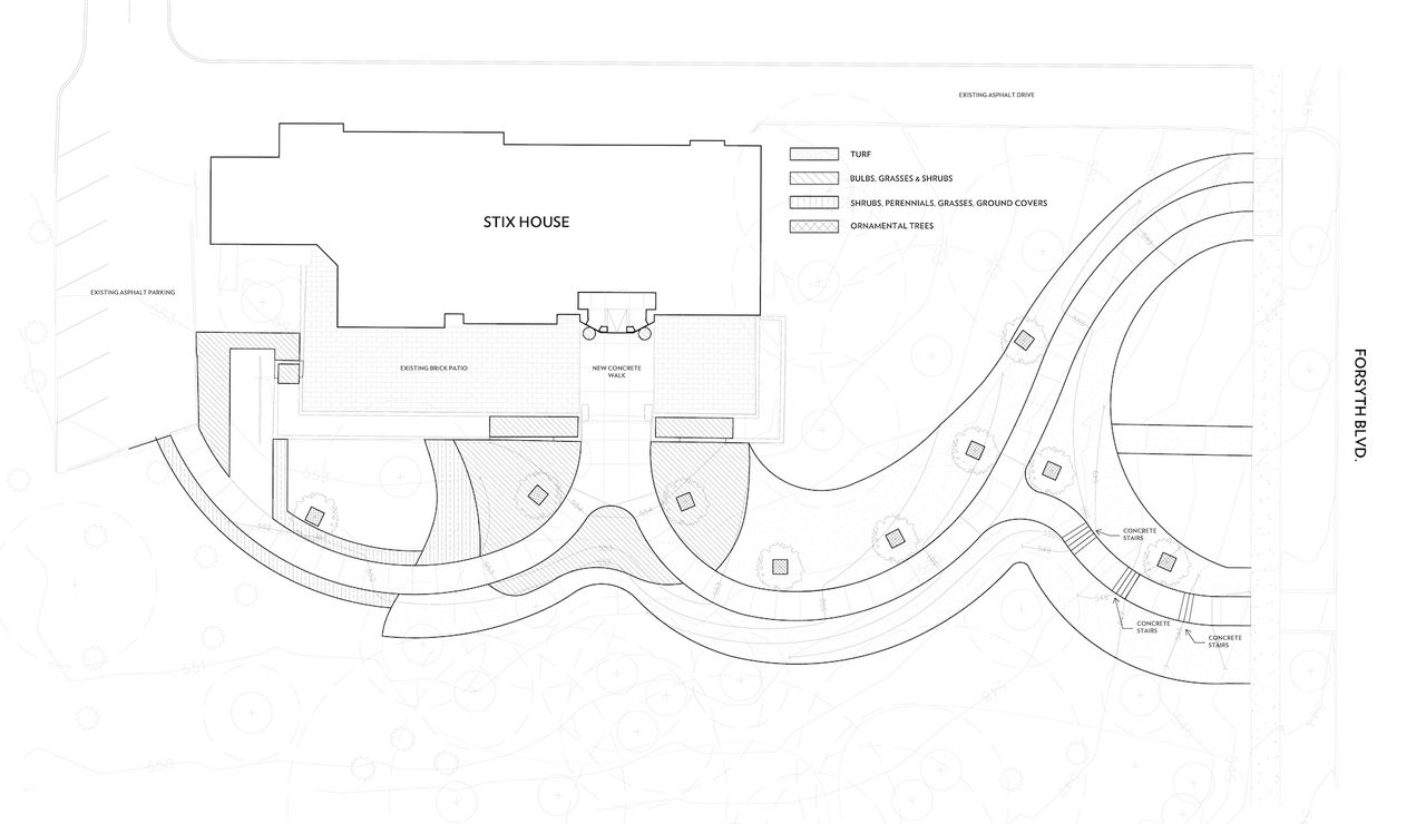 Planting diagram for the stix house in st louis missouri, landscape redesign by arbolope studio.