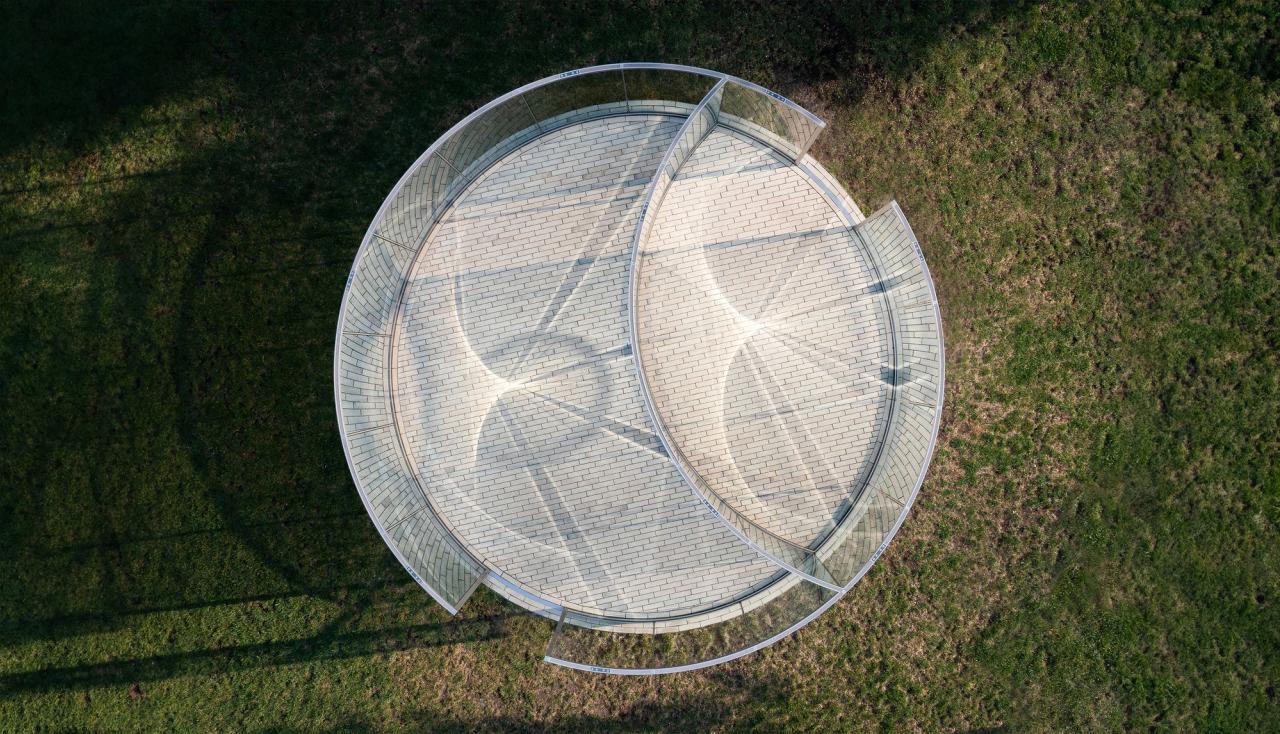 Biselected circle drone photography overall completed by arbolope studio at washington university saint louis missouri